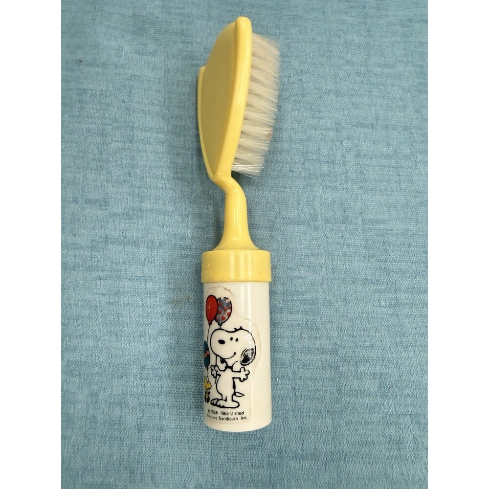 Vtg DANARA Peanuts Snoopy & Woodstock Musical CHIMES Baby Brush Rattle